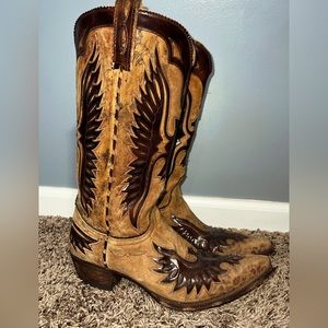 Old Gringo Boots Western Cowboy Eagle Leopardito Distressed size 9.5 Snip tip